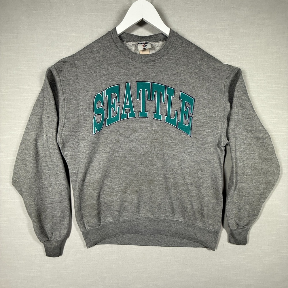 Vintage Seattle Sweatshirt Adult Gray L Crewneck Jerzees Thin Distressed 90s